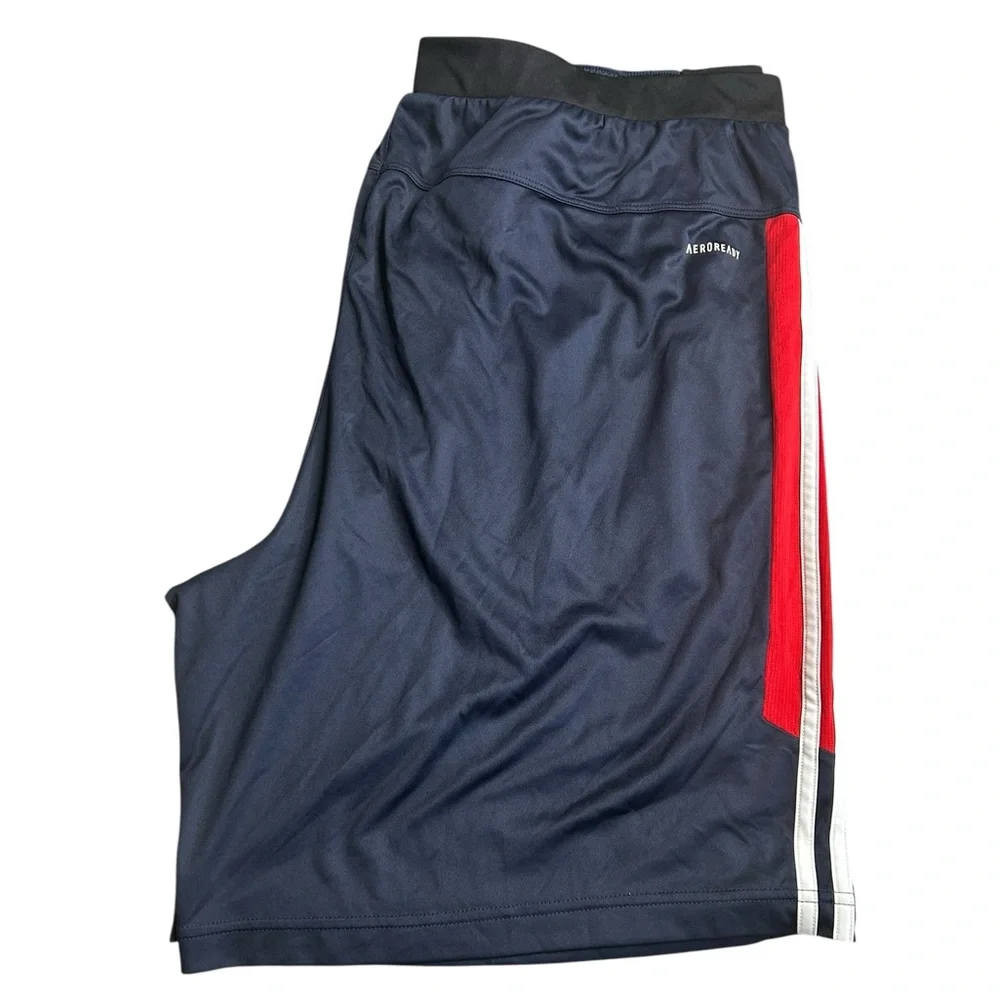 Adidas AEROREADY Primegreen 2XL Basketball Shorts Navy‎ Red White Stripes